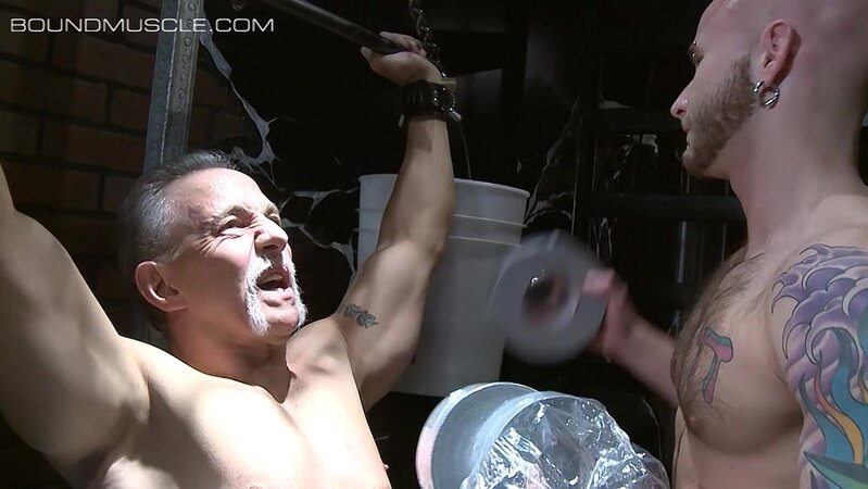 Drake Jaden pushes muscle daddy Joe Giovanni to the limit with ball stretching agony