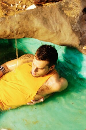 Horny Argentinean stud Sebastian flashes in the bathroom then cums hard on camera