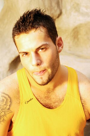Horny Argentinean stud Sebastian flashes in the bathroom then cums hard on camera