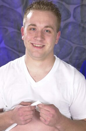 Chubby blond boy strips down and shows off his sweet body