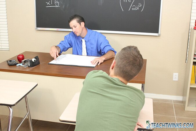 Ryan Sharp daydreams about getting fucked by hot teacher Danny Brooks during detention