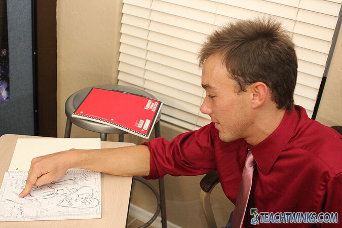 Kirk Cummings catches Timo Garrett drawing dirty teacher doodles and shows him the real thing