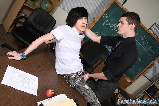 Teacher Nate Kennedy gives bad boys Tyler Bolt and Brice Carson the ultimate detention punishment