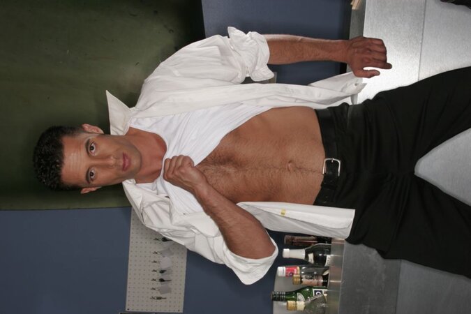 Handsome plumber stud poses and strokes his perfect ripped body