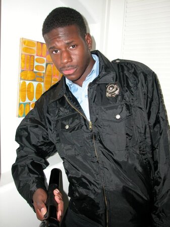 Amateur black serviceman strips and strokes his heavy swollen balls