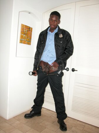Amateur black serviceman strips and strokes his heavy swollen balls