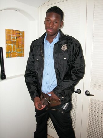Amateur black serviceman strips and strokes his heavy swollen balls