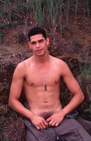 Hot latin recruit Juan fires off his big gun while still in uniform