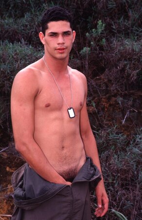 Hot latin recruit Juan fires off his big gun while still in uniform