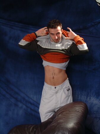 Fencing champion strokes his thick uncut sword and teases a tight hole