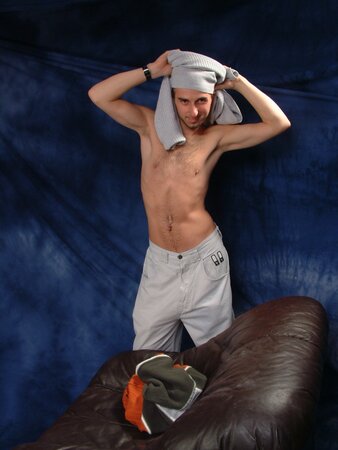 Fencing champion strokes his thick uncut sword and teases a tight hole