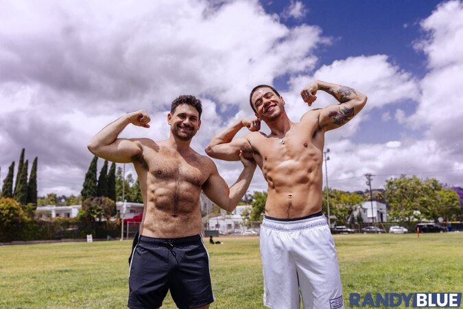 Daniel Justice dominates hairy hunk Beau Butler with deep foot worship and hard fucking