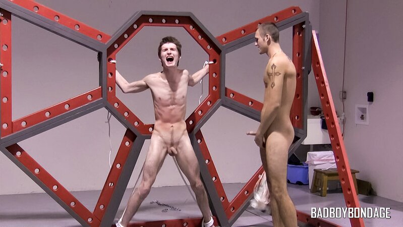 Clint ropes up and flogs his new young prisoner Lester
