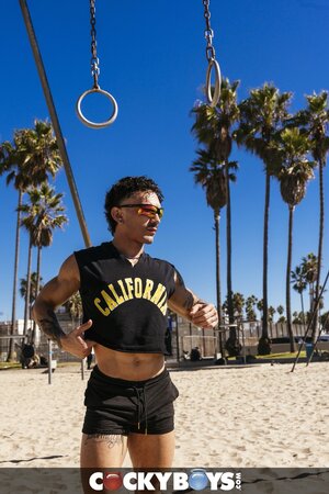 Derek Kage breeds Siren Santiago after a hot beach pickup and intense muscle fucking