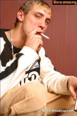 Twink Chris smokes and jerks off in a hot solo session