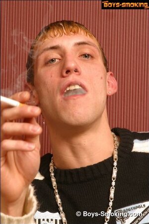 Twink Chris smokes and jerks off in a hot solo session