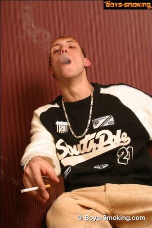 Twink Chris smokes and jerks off in a hot solo session