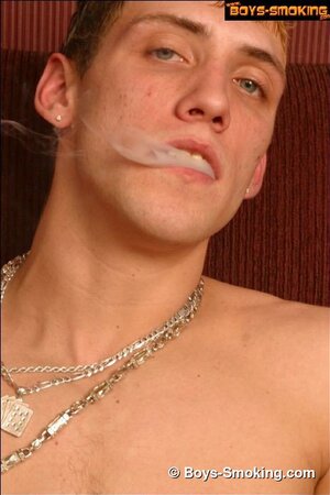 Twink Chris smokes and jerks off in a hot solo session