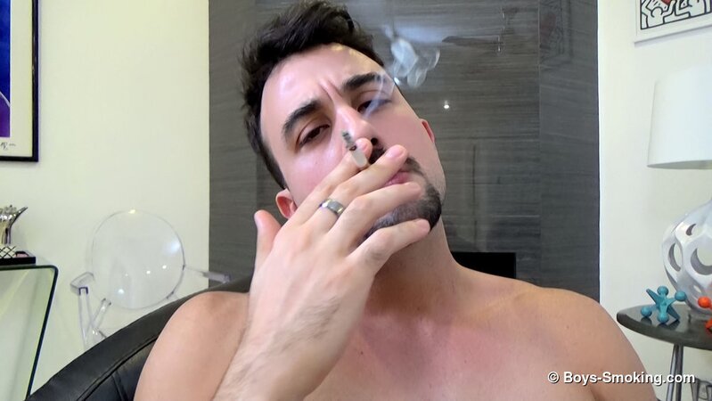 Mason Lear rewards himself after the gym with a smoke and a big cum load
