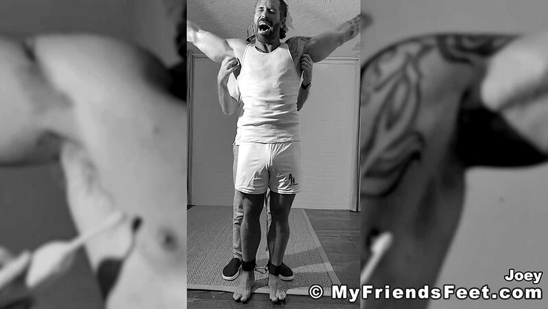 Joey gets tightly bound and tickled until he reveals the secret file