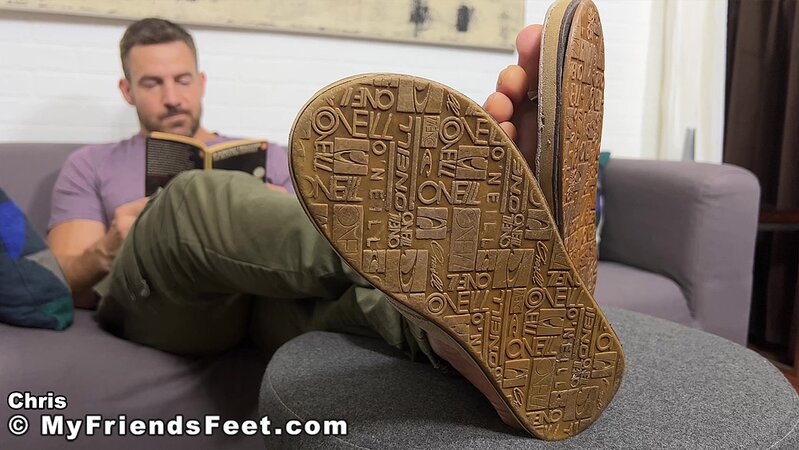 Chris Rockway shows off his big size 13 bare feet in a relaxing solo