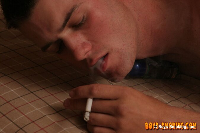 Bryce chainsmokes and strokes his hard cock like a pro