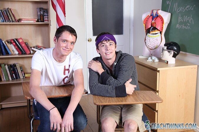 Ashton Rush and Caleb Coniam ditch studying to fuck on the teacher's desk