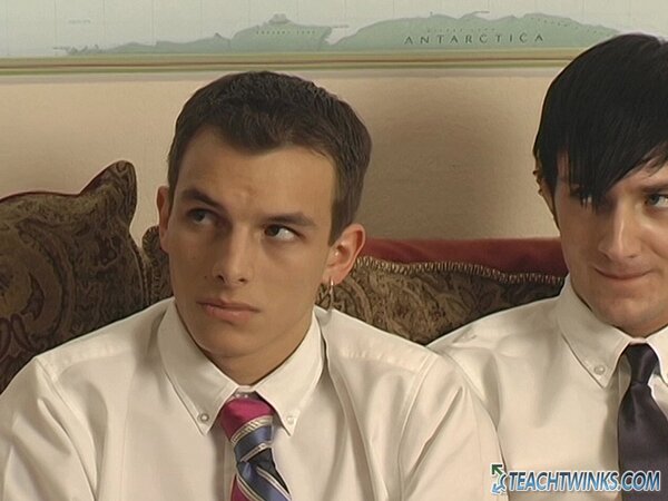 Three naughty twinks get paddled then learn how to suck and swallow cock together