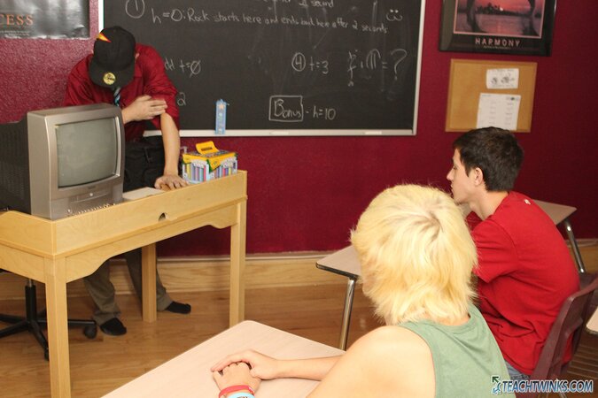 Conner Bradley and Ryan Morrison skip class to fuck raw all over the teacher's desk