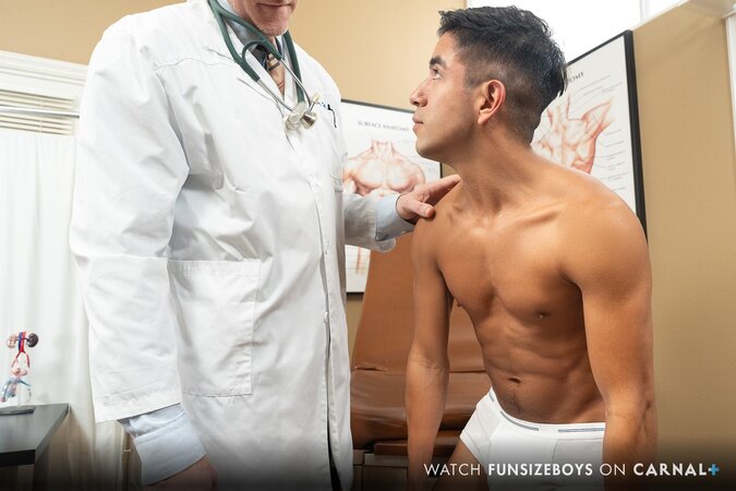 Dr. Wolf uses an ultrasound to show every inch while fucking Milo deep