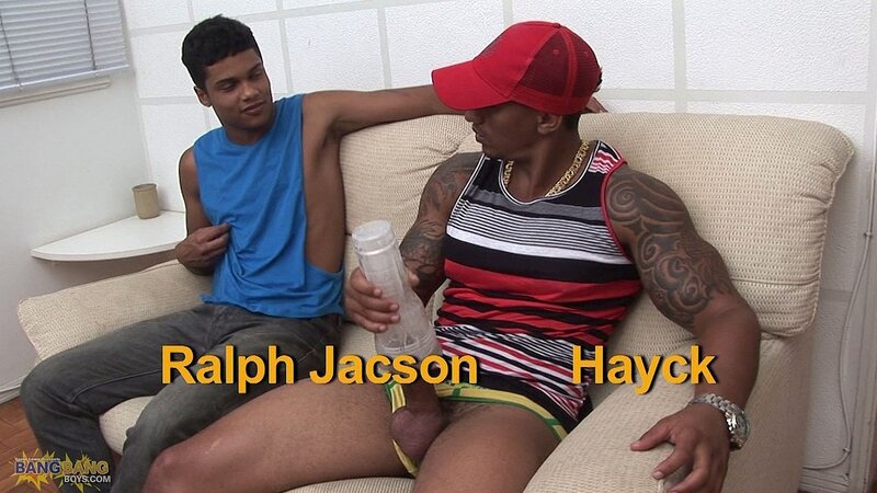Hayck uses a fleshjack before slamming his thick Latin dick into Ralph Jacson