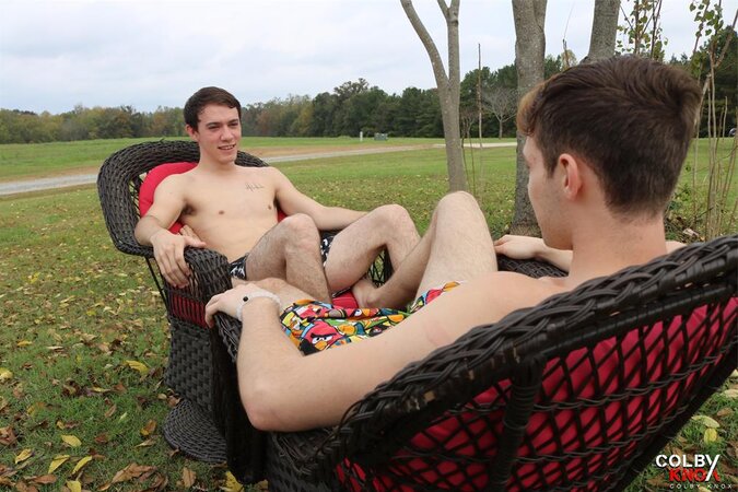Zach Taylor and Christian Bay head out to the country for outdoor sex