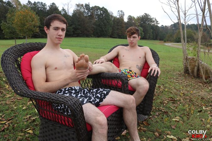 Zach Taylor and Christian Bay head out to the country for outdoor sex