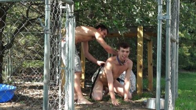 Master Mickey Knox spanks bad pup Christian Bay before getting blown