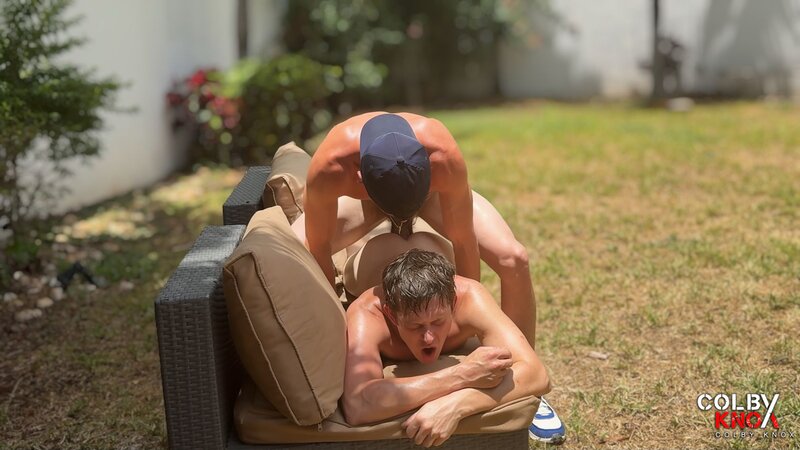 Colby Chambers finds Mickey Knox stroking outside and turns the heat into rough sex