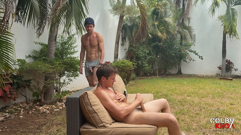 Colby Chambers finds Mickey Knox stroking outside and turns the heat into rough sex
