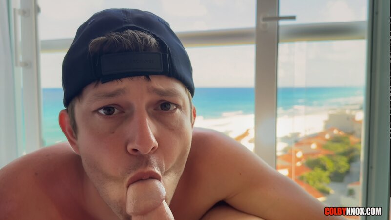 Mickey Knox treats Colby Chambers to a wet and wild beach blowjob