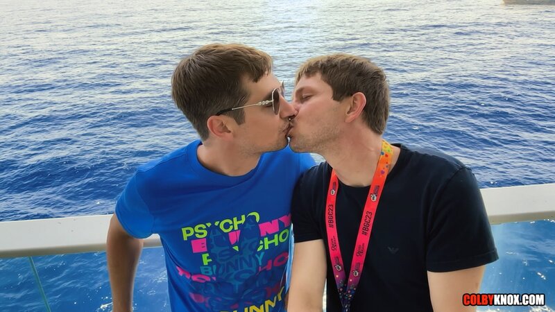 Colby Chambers fucks Mickey Knox on a cruise ship balcony in Mexico