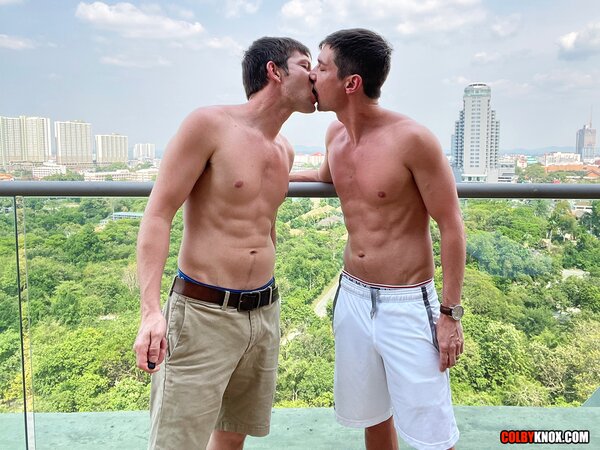 Colby Chambers fills Mickey Knox raw on a high rise balcony in Thailand