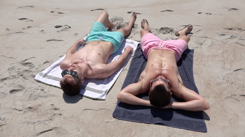 Sexy lifeguard Angel Cruz saves Mickey Knox and Christian Bay
