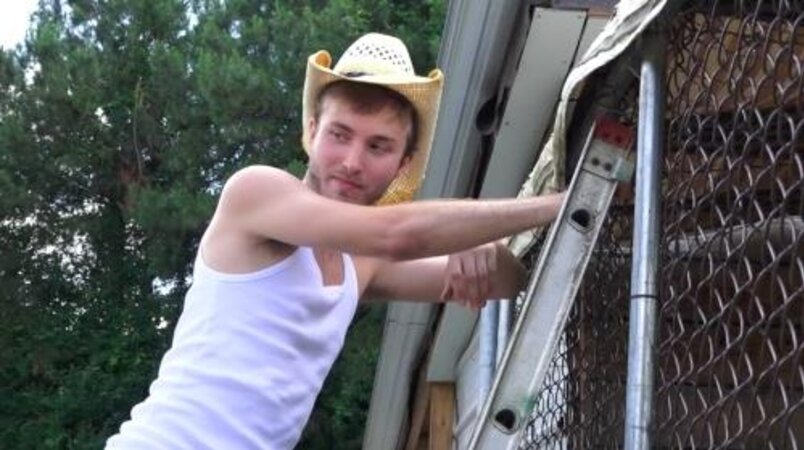 Farm hands Justin Dodge and Brandon Haze satisfy their outdoor craving