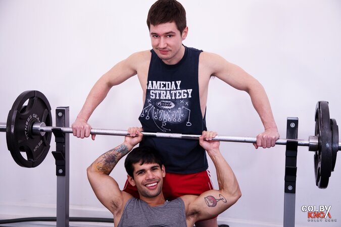 Ty Mitchell gets pounded by Colby Chambers while Mickey Knox watches