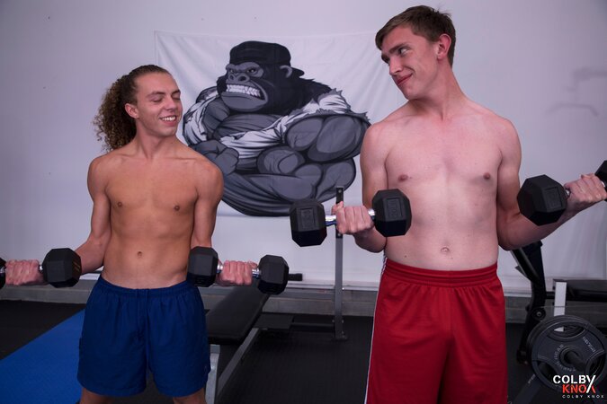 Mason Dean and Jack Valor take a break from working out to fuck in the gym
