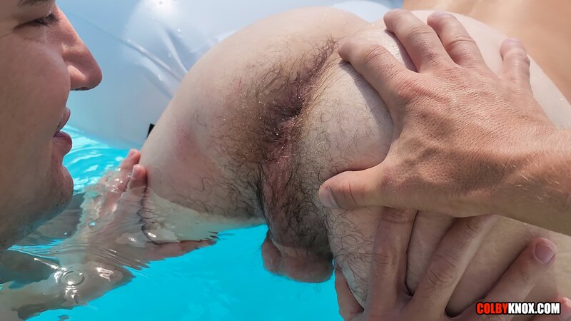 Colby Chambers eats Dylan Fruits on a pool float before filling his ass raw