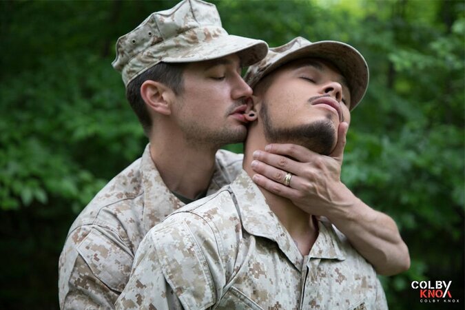 Colby Chambers and Seth Knight sneak off into the woods for a fuck