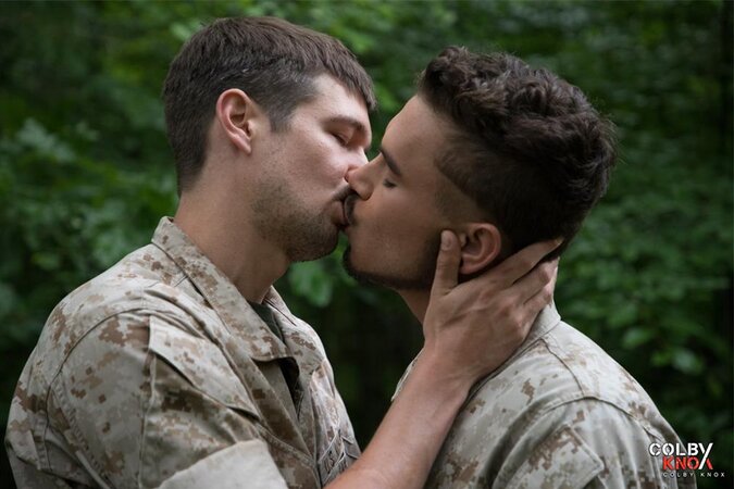 Colby Chambers and Seth Knight sneak off into the woods for a fuck