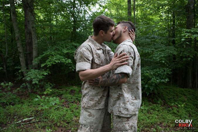 Colby Chambers and Seth Knight sneak off into the woods for a fuck