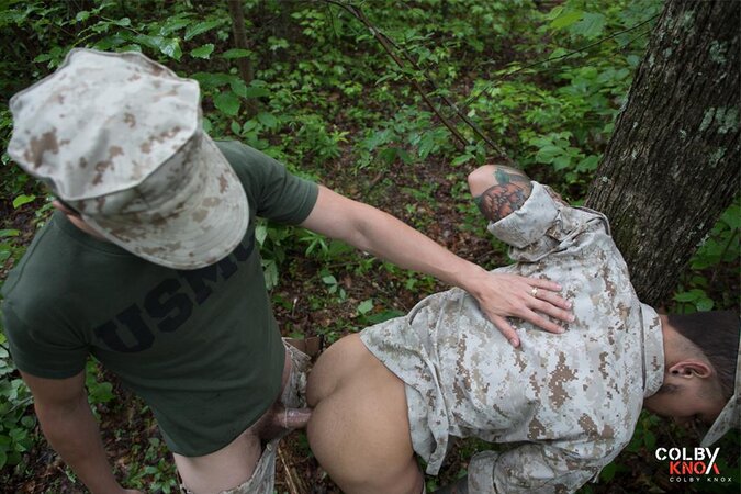 Colby Chambers and Seth Knight sneak off into the woods for a fuck