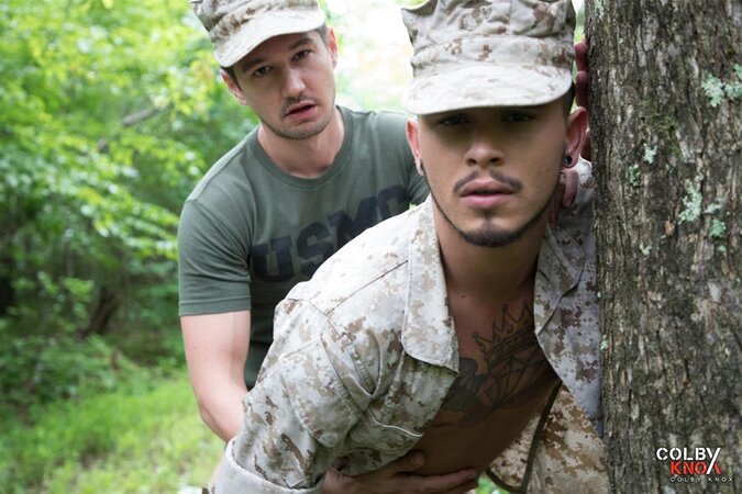 Colby Chambers and Seth Knight sneak off into the woods for a fuck