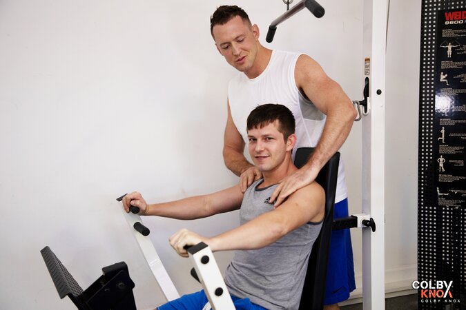 Pierce Paris pounds Mickey Knox hard in an intense gym sex encounter
